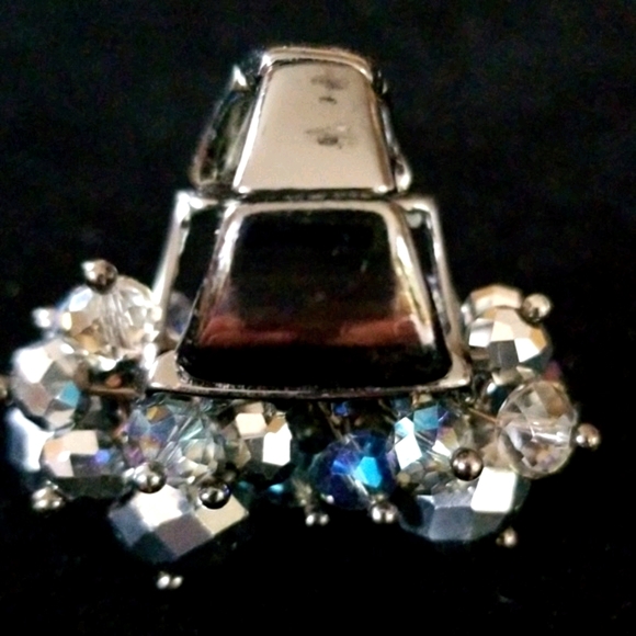 Vintage Gunmetal Beaded Stretch Statement Ring One Size - Picture 10 of 11